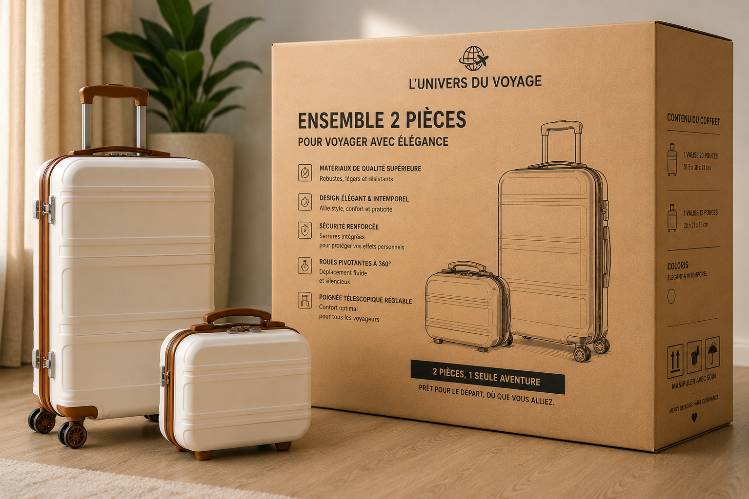 Ensemble Valise Cabine & Petite Valise 2 Pièces