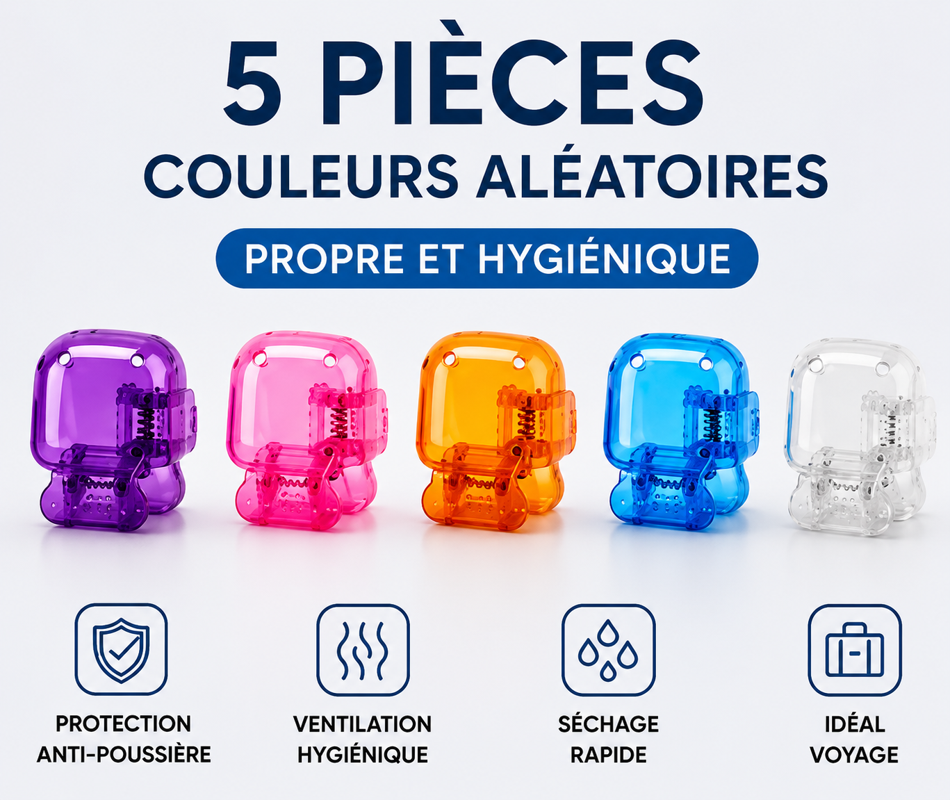 Lot de 5 Capuchons de Protection pour Brosse à Dents